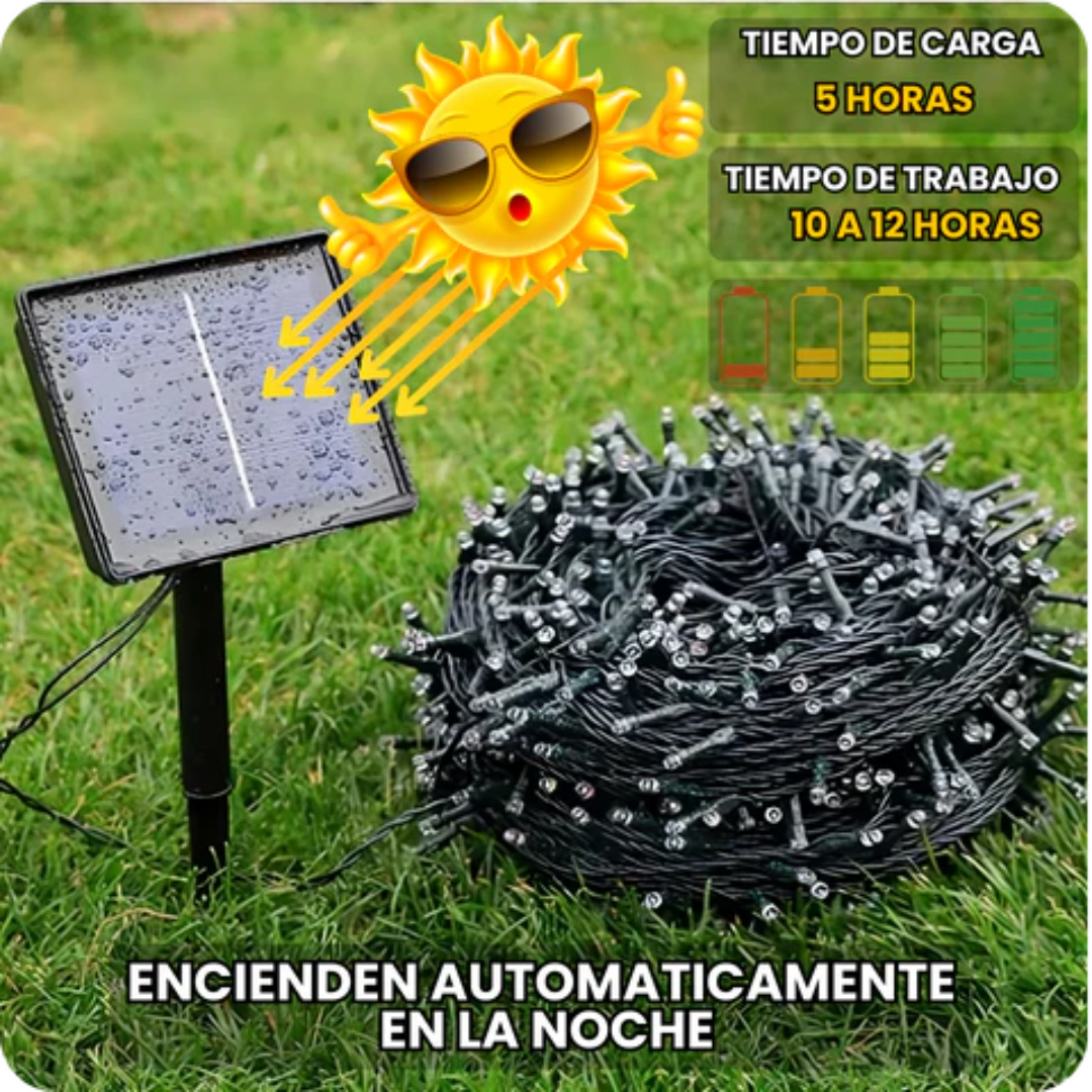 LUCES NAVIDEÑAS MULTICOLOR CON PANEL SOLAR