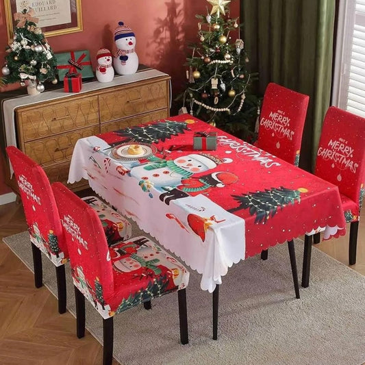 SET MANTEL Y FORROS DE SILLA NAVIDEÑO