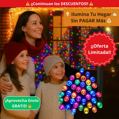 LUCES NAVIDEÑAS MULTICOLOR CON PANEL SOLAR