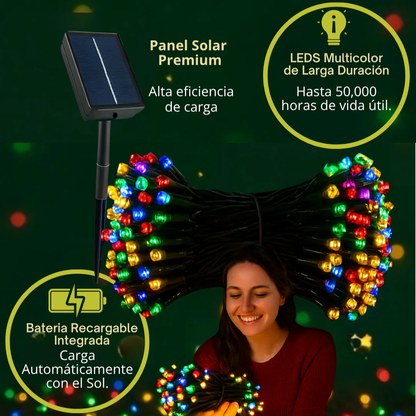 LUCES NAVIDEÑAS MULTICOLOR CON PANEL SOLAR